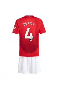 Manchester United Matthijs de Ligt #4 Jalkapallovaatteet Lasten Kotipeliasu 2024-25 Lyhythihainen (+ Lyhyet housut)